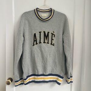 Aimé Leon Dore Collegiate Crew Sweater Gray Crew Neck Size M